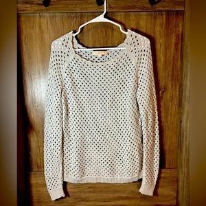 Ann Taylor Loft Gray Knit Crochet Sweater